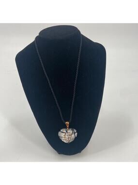 Blown glass bubble heart pendant necklace